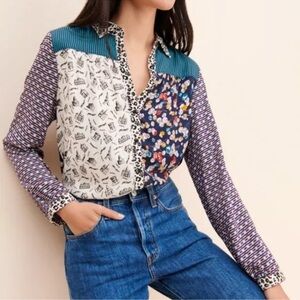 Anthropologie | Maeve Fern Button Down Mixed Print Shirt, Size Small